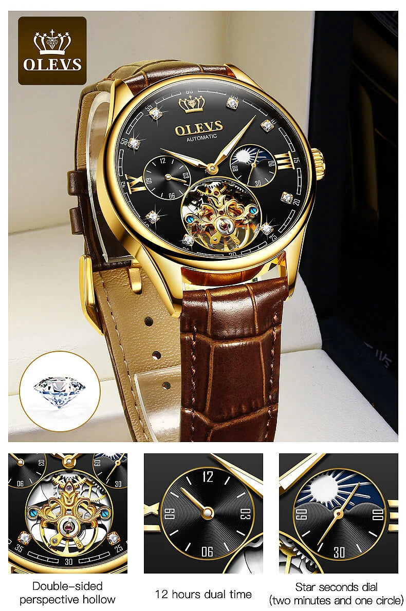 OLEVS 3601 Tourbillon skeleton luxury