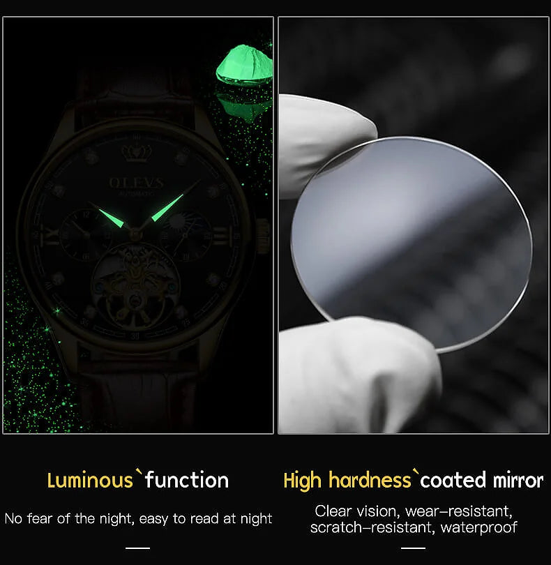 OLEVS 3601 Tourbillon skeleton luxury