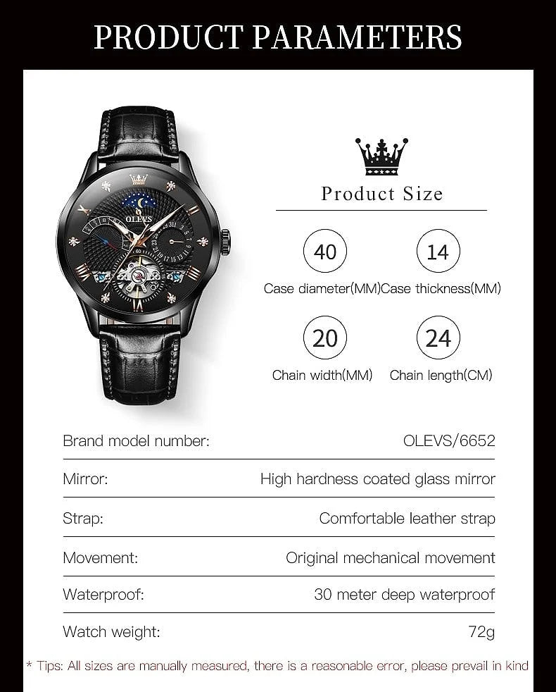 Olevs 6652 High-Quality Movement Automatic Mechanical Sports watch